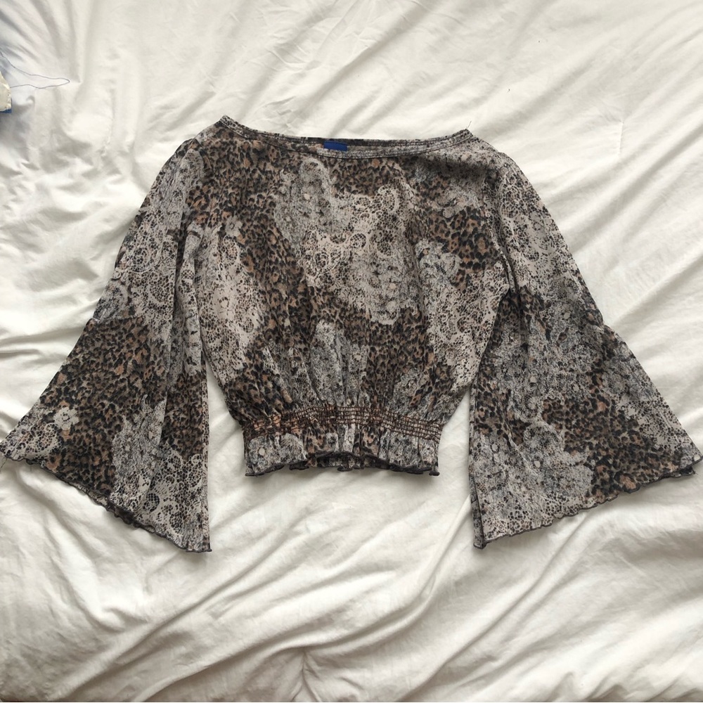 Y2K Cheetah Print Flowy Blouse